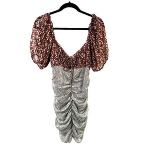 Free People Tessa Ruched Floral Mini Dress Size S Boho Cottagecore Romantic